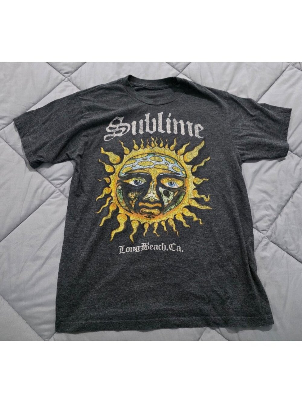 Sublime Band Shirt Gray Retro Sun Punk Ska Reggae Unisex Adults Small